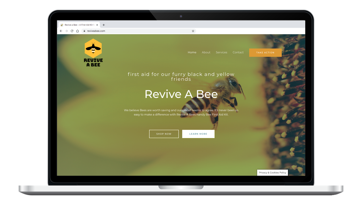 Revive a Bee Website Screenshot on Laptop